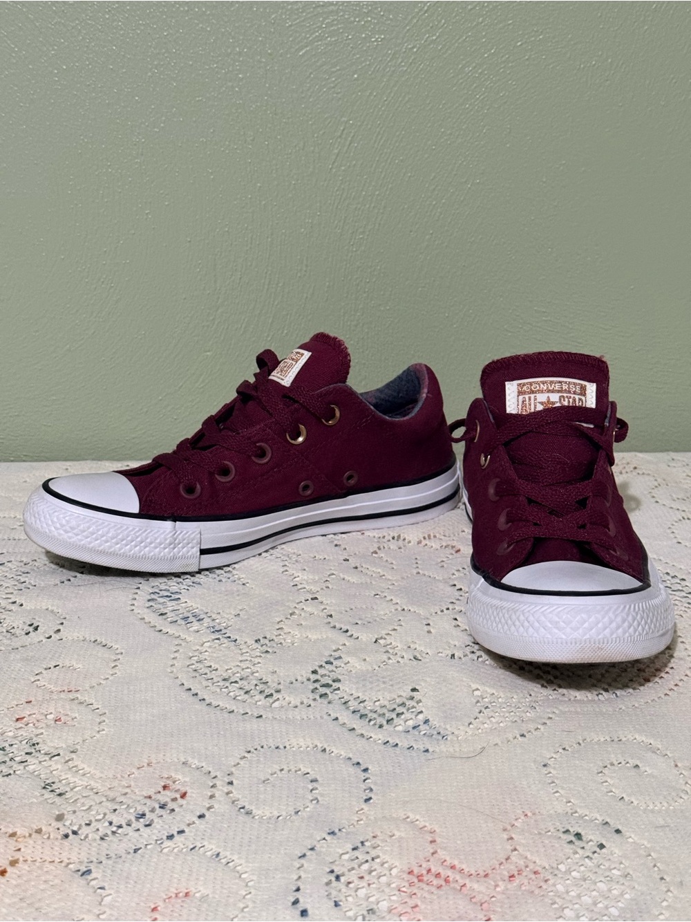 Converse Low Top Sneakers - Maroon and White-Madison